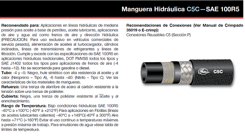 MANG SAE 100R5, MEDIA PRESION DOT FMVSS1