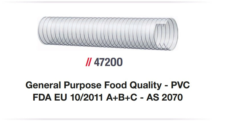 PVC SUCCION 1-1/2"FOOD GRADE FDA 30MTS